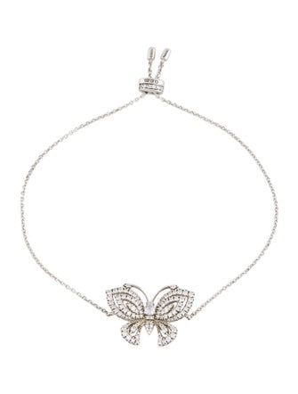 APM Monaco Cubic Zirconia Butterfly Adjustable Station Bracelet