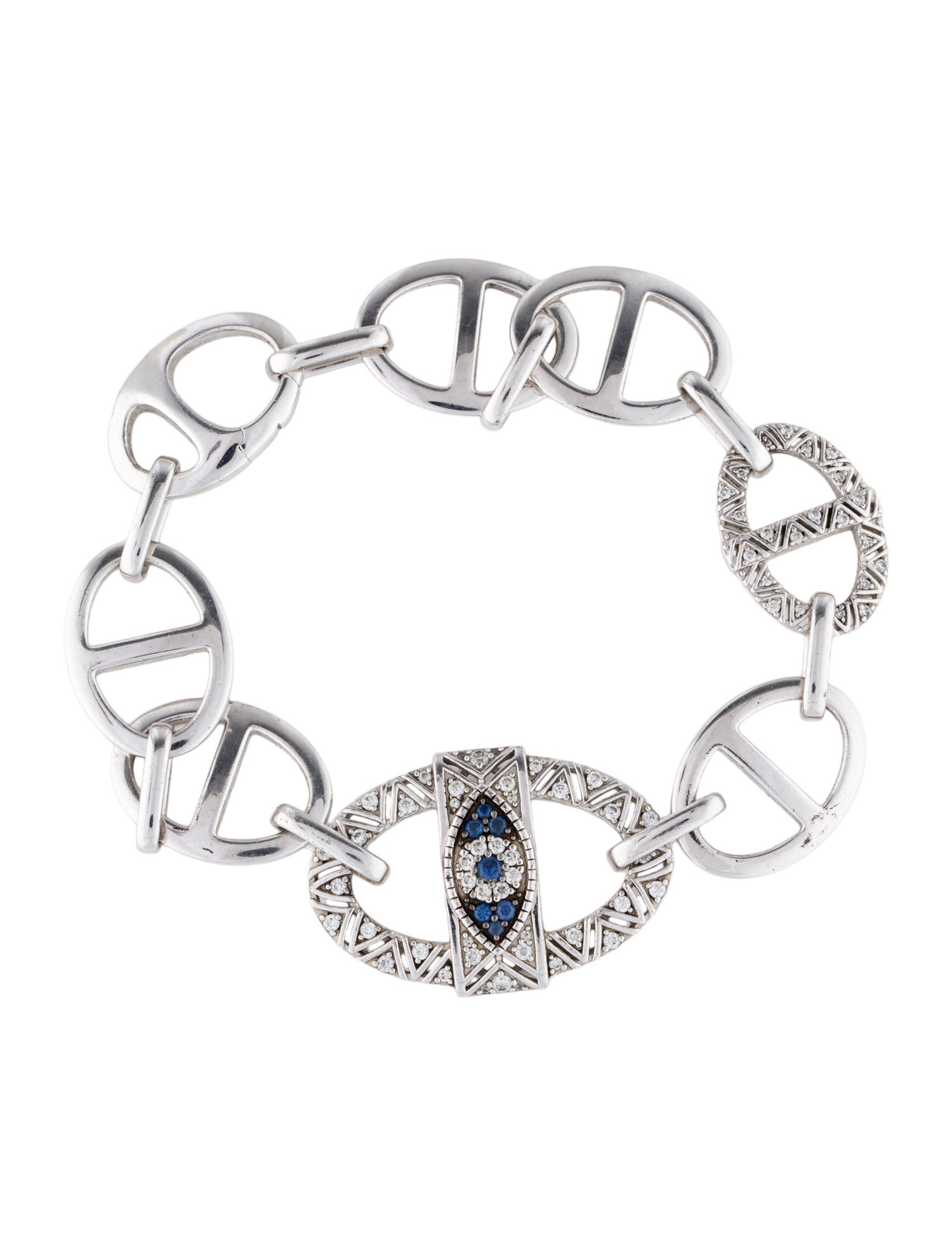 APM Monaco Cubic Zirconia Evil Eye Link Bracelet