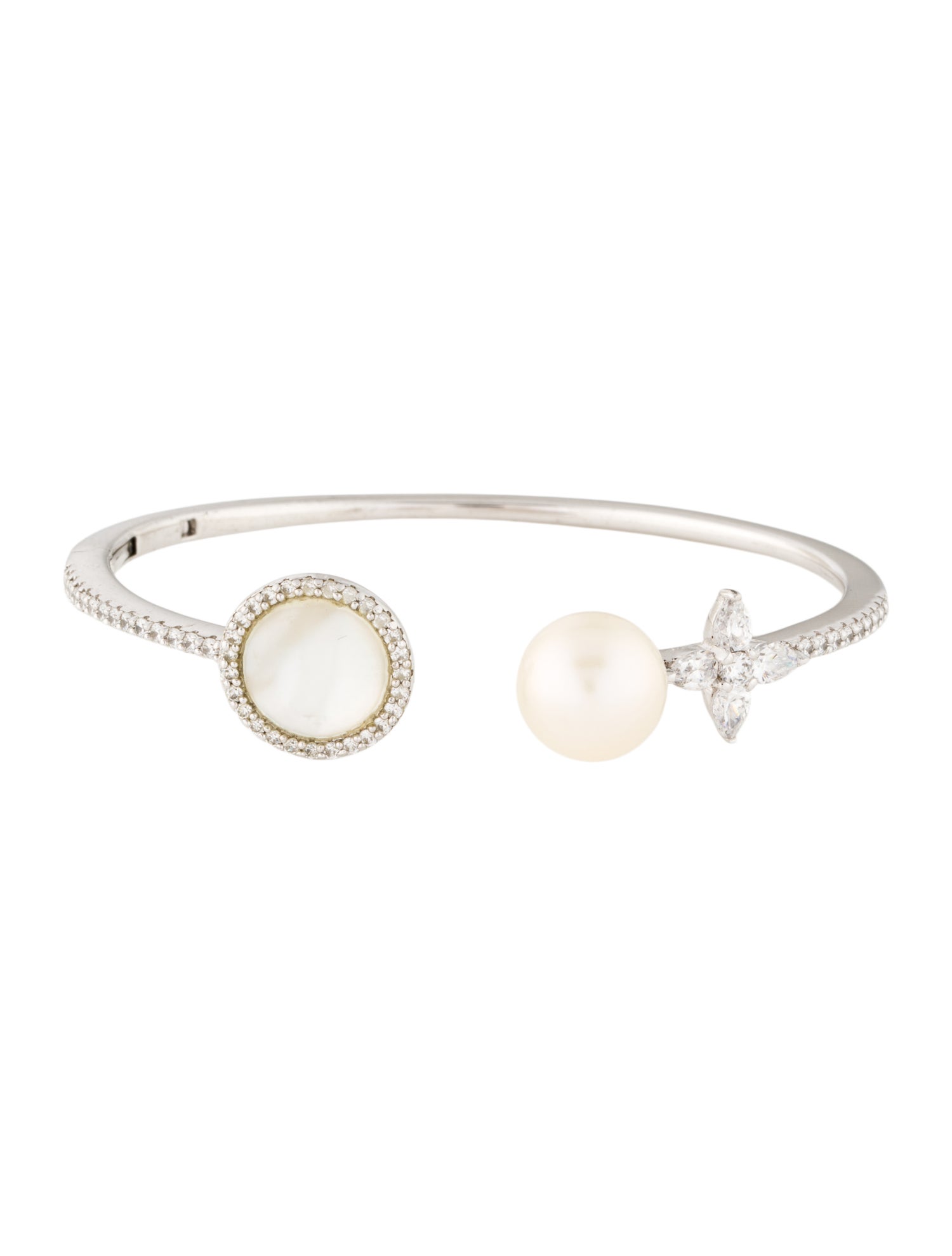 APM Monaco Pearl & Cubic Zirconia Cuff Bracelet