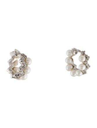 APM Monaco Pearl & Cubic Zirconia Up and Down Earrings