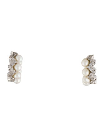 APM Monaco Pearl & Cubic Zirconia Up and Down Earrings