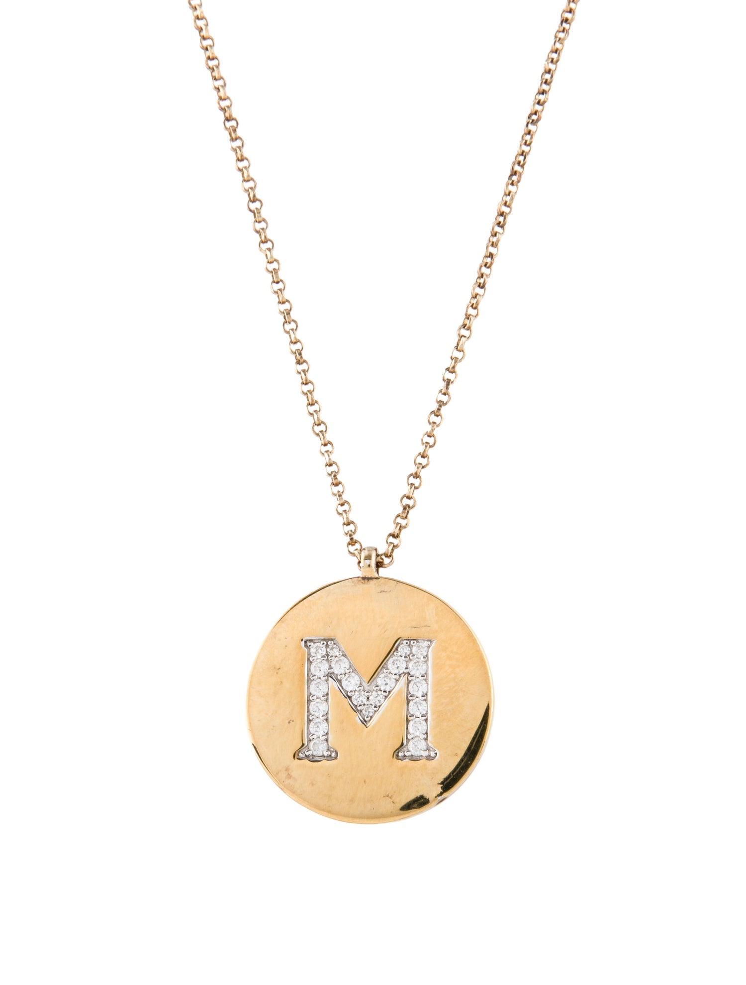 APM Monaco Cubic Zirconia Alphabet 'M' Adjustable Pendant Necklace