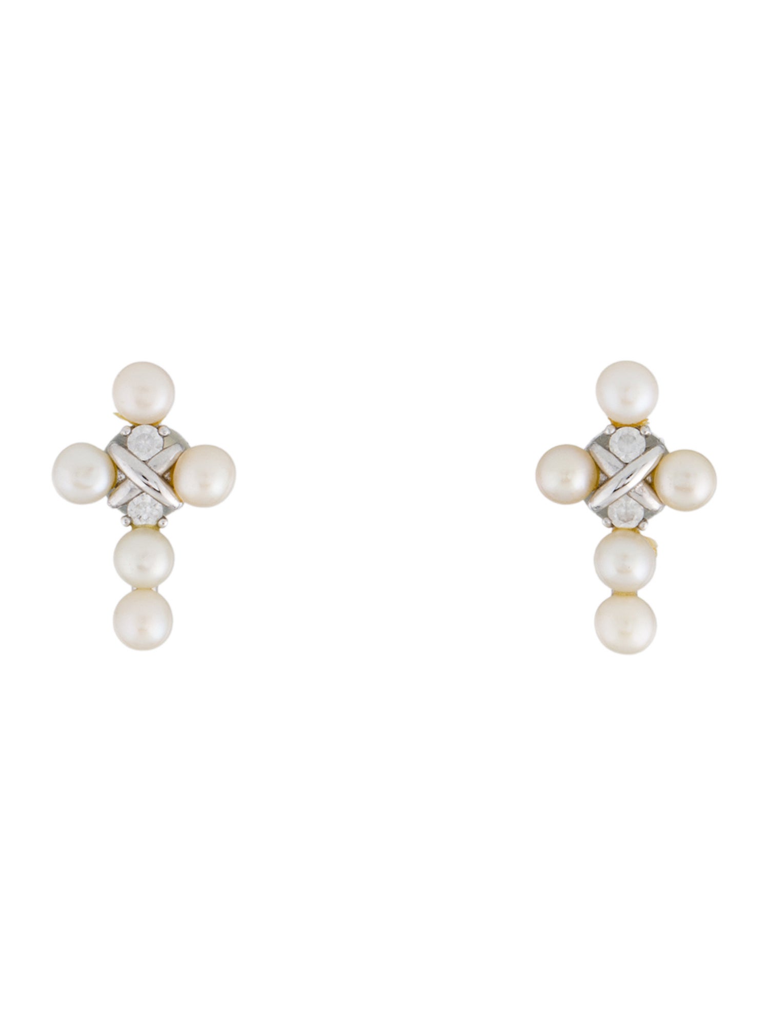 APM Monaco Pearl & Crystal Cross Earrings