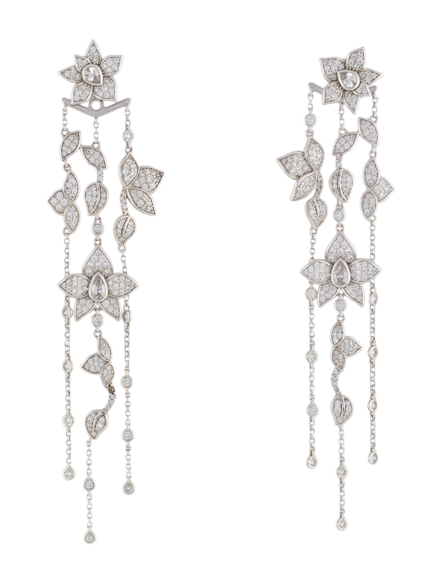 APM Monaco Cubic Zirconia Floral Drop Chandelier Earrings