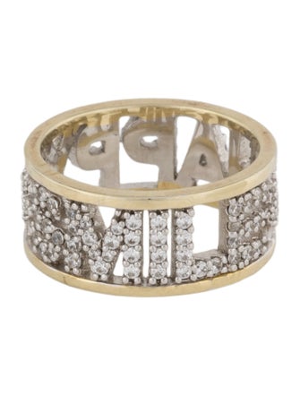 APM Monaco Cubic Zirconia Two-Tone 'Happy Smile' Band Ring