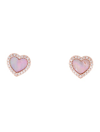 APM Monaco Mother of Pearl & Cubic Zirconia Heart Stud Earrings