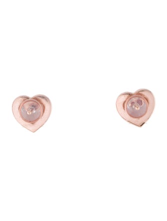 APM Monaco Mother of Pearl & Cubic Zirconia Heart Stud Earrings