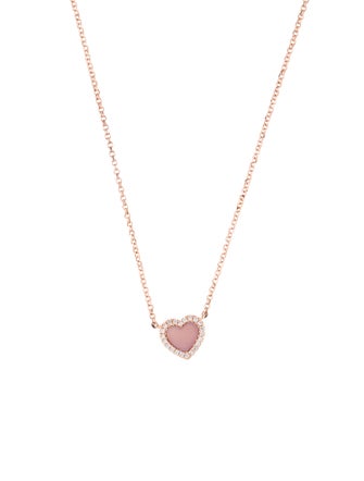 APM Monaco Mother of Pearl & Cubic Zirconia Heart Adjustable Pendant Necklace