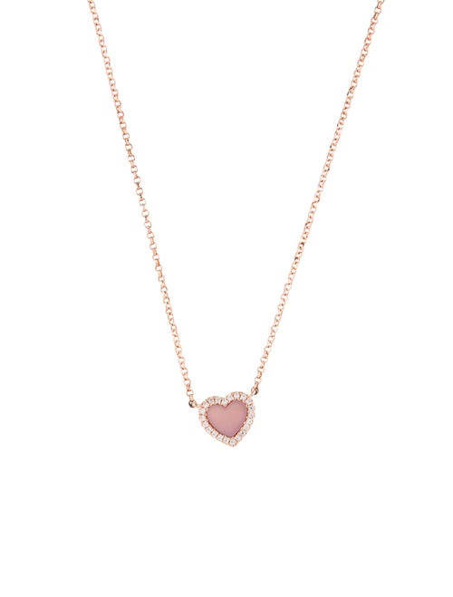 APM Monaco Mother of Pearl & Cubic Zirconia Heart Adjustable Pendant Necklace