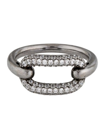 APM Monaco Crystal Yacht Club Chain Link Cocktail Ring