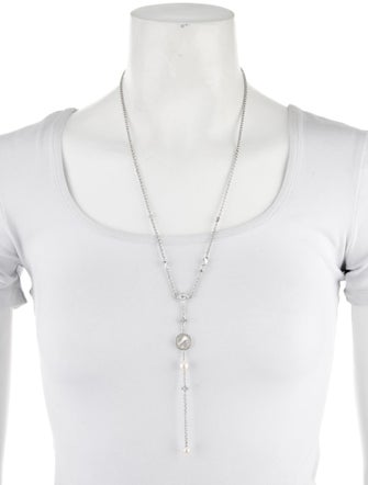 APM Monaco Mother Of Pearl,Pearl & Cubic Zirconia Adjustable Lavalier Necklace