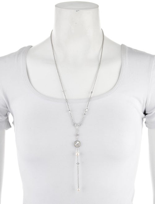 APM Monaco Mother Of Pearl,Pearl & Cubic Zirconia Adjustable Lavalier Necklace