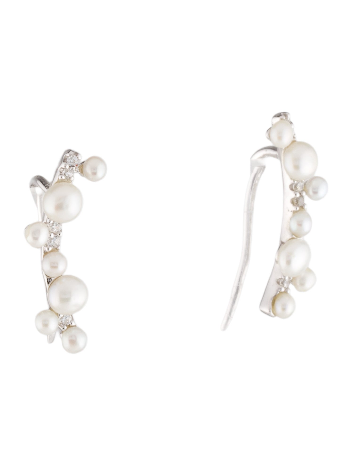 APM Monaco Pearl & Crystal Ear Climber Earrings