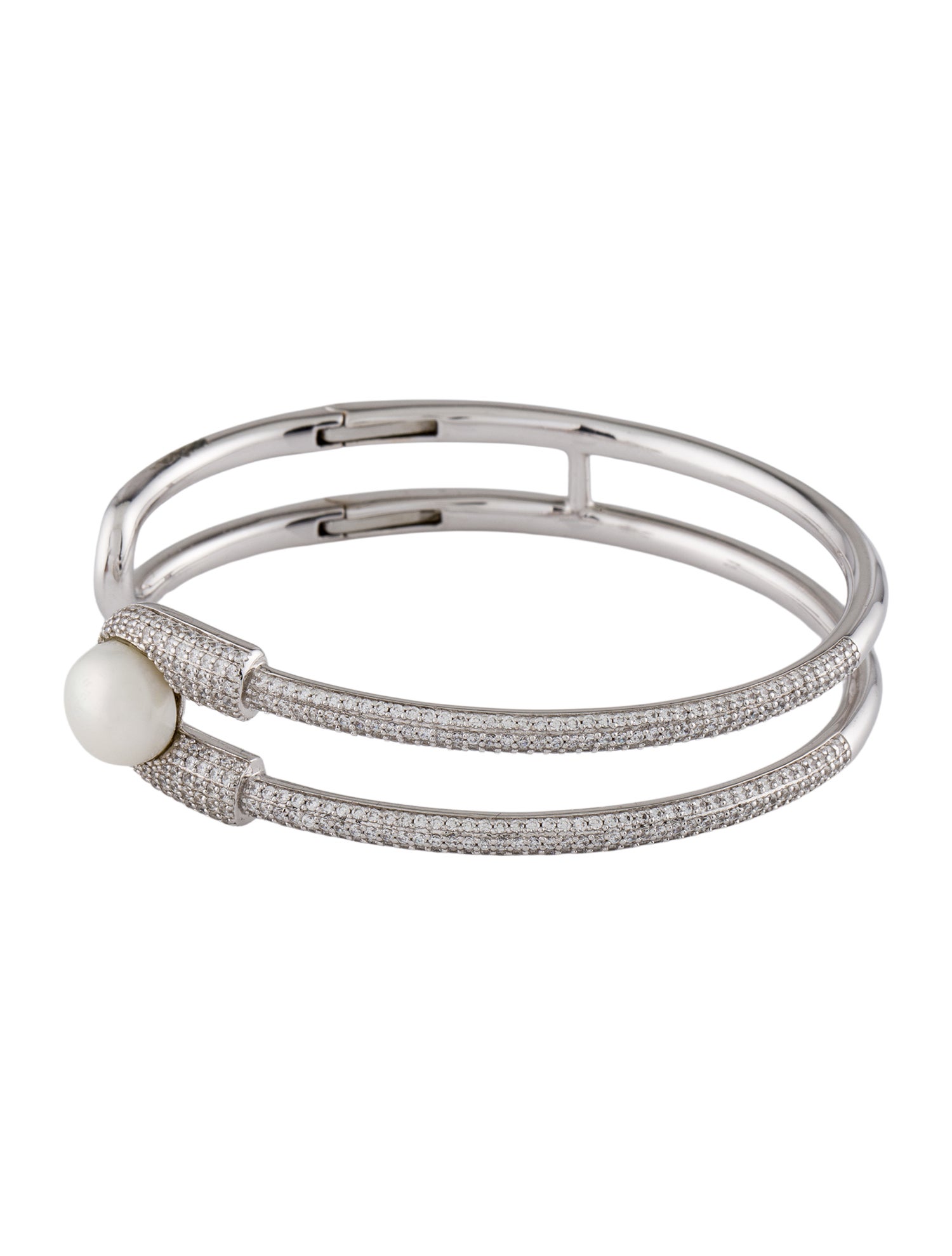 APM Monaco Pearl & Cubic Zirconia Cuff Bracelet