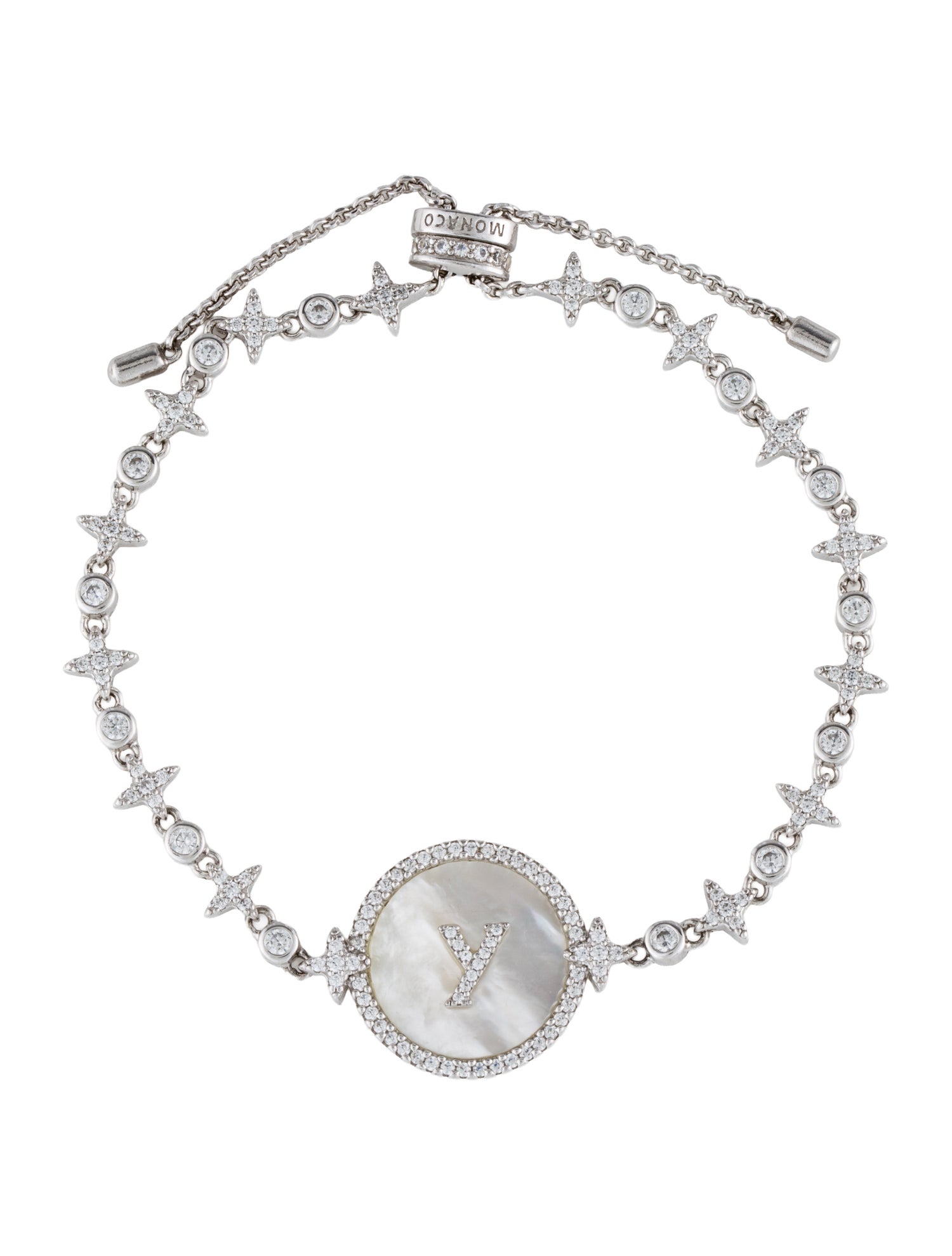 APM Monaco Cubic Zirconia Alphabet Eternelle Bolo Bracelet