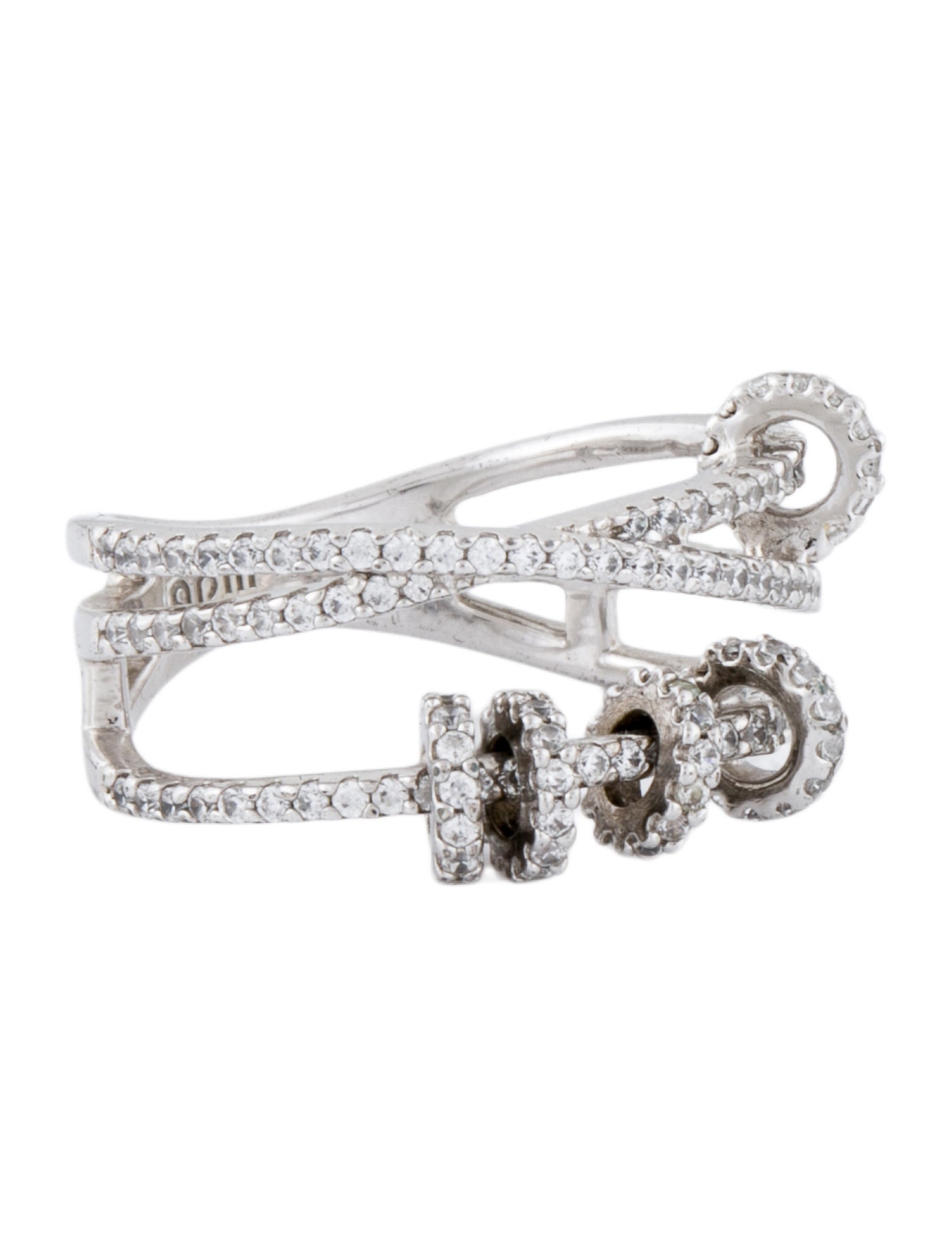 APM Monaco Cubic Zirconia Sliding Hoops Triple Ring