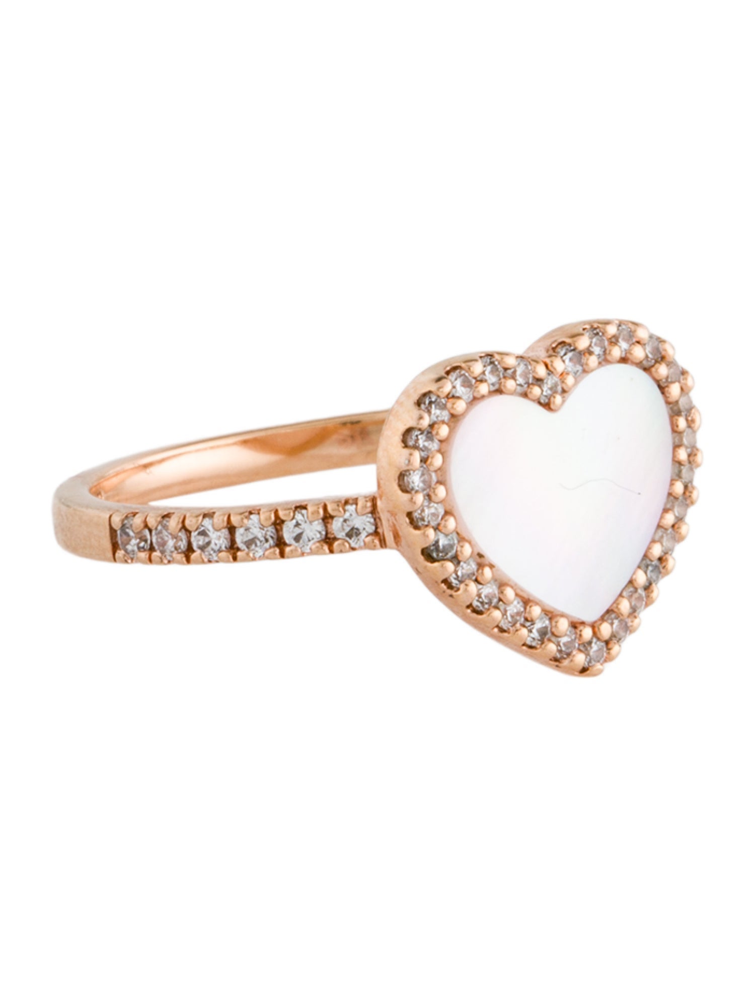 APM Monaco Cubic Zirconia & Mother Of Pearl Nacre Heart Cocktail Ring