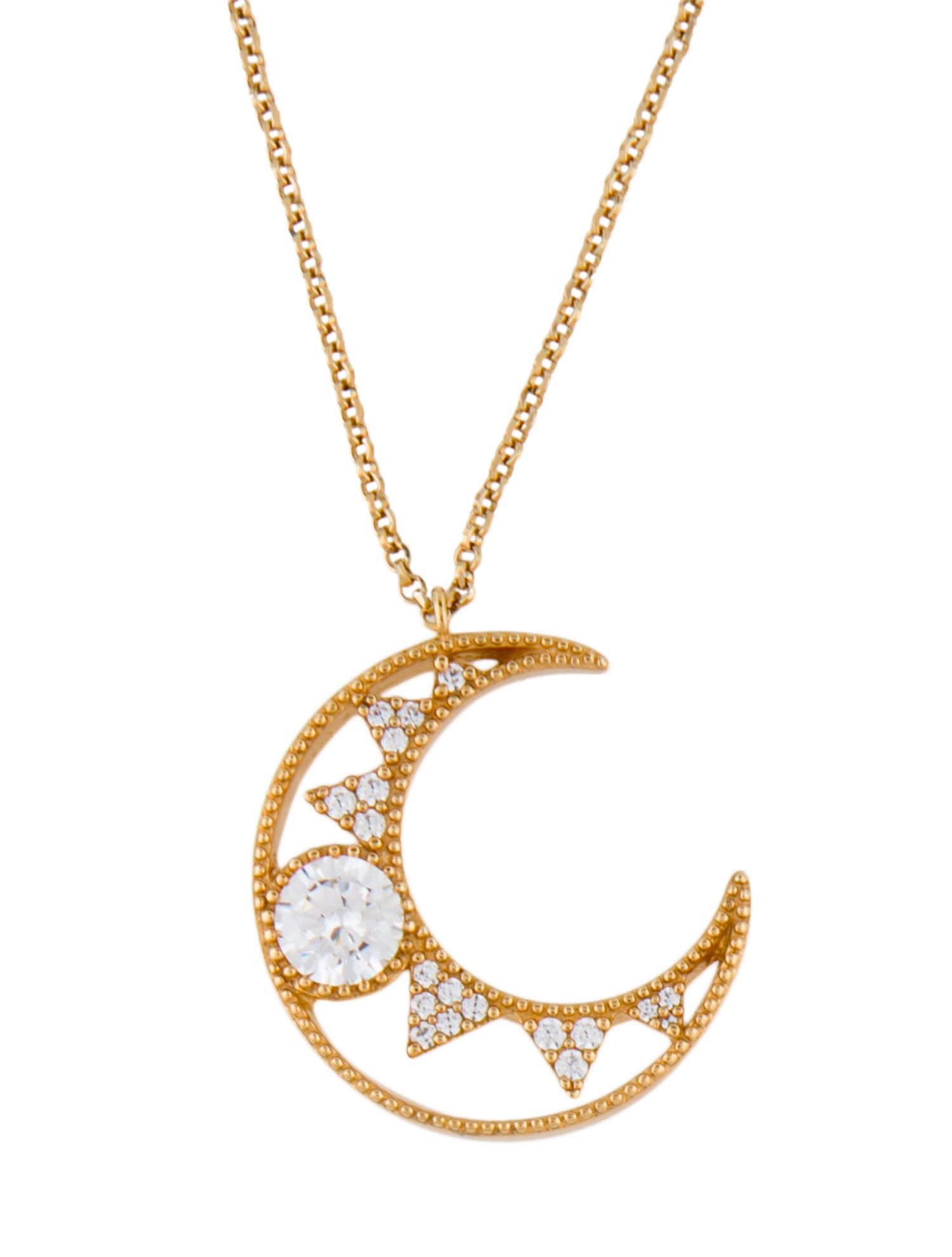 APM Monaco Crystal Moon Slider Pendant Necklace