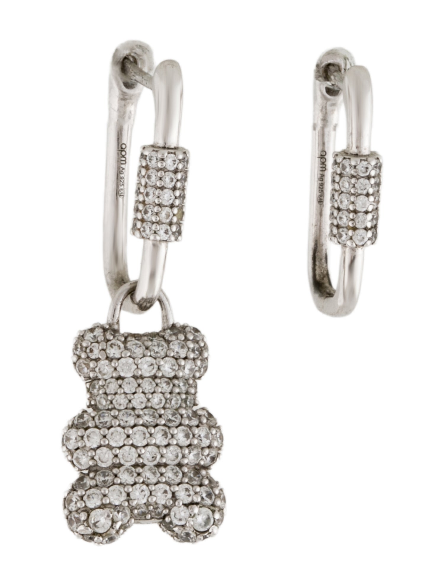 APM Monaco Cubic Zirconia Baby Snow Yummy Bear Asymmetrical Earrings