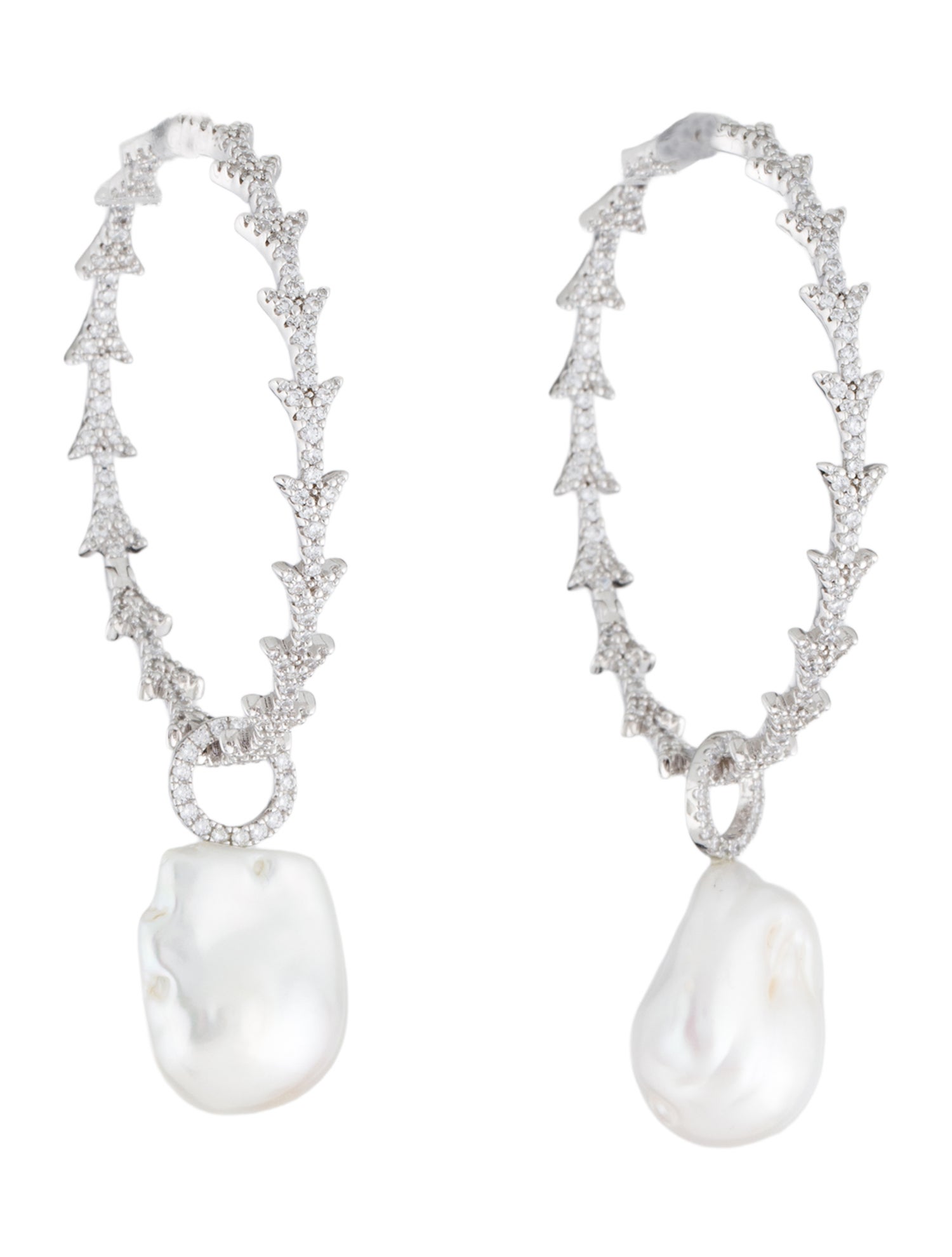 APM Monaco Cubic Zirconia & Pearl Hoop Earrings