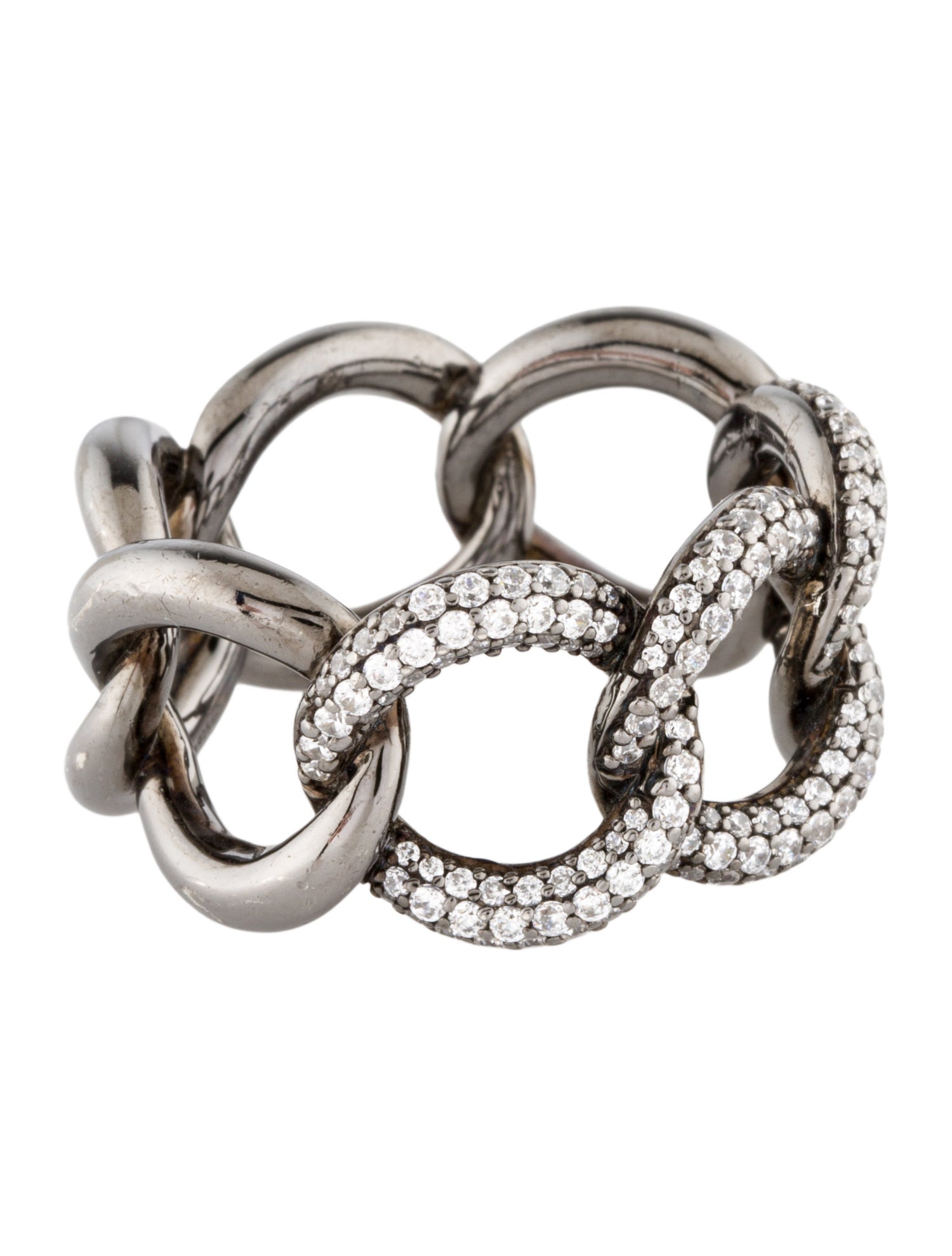 APM Monaco Cubic Zirconia Curb Link Band Ring
