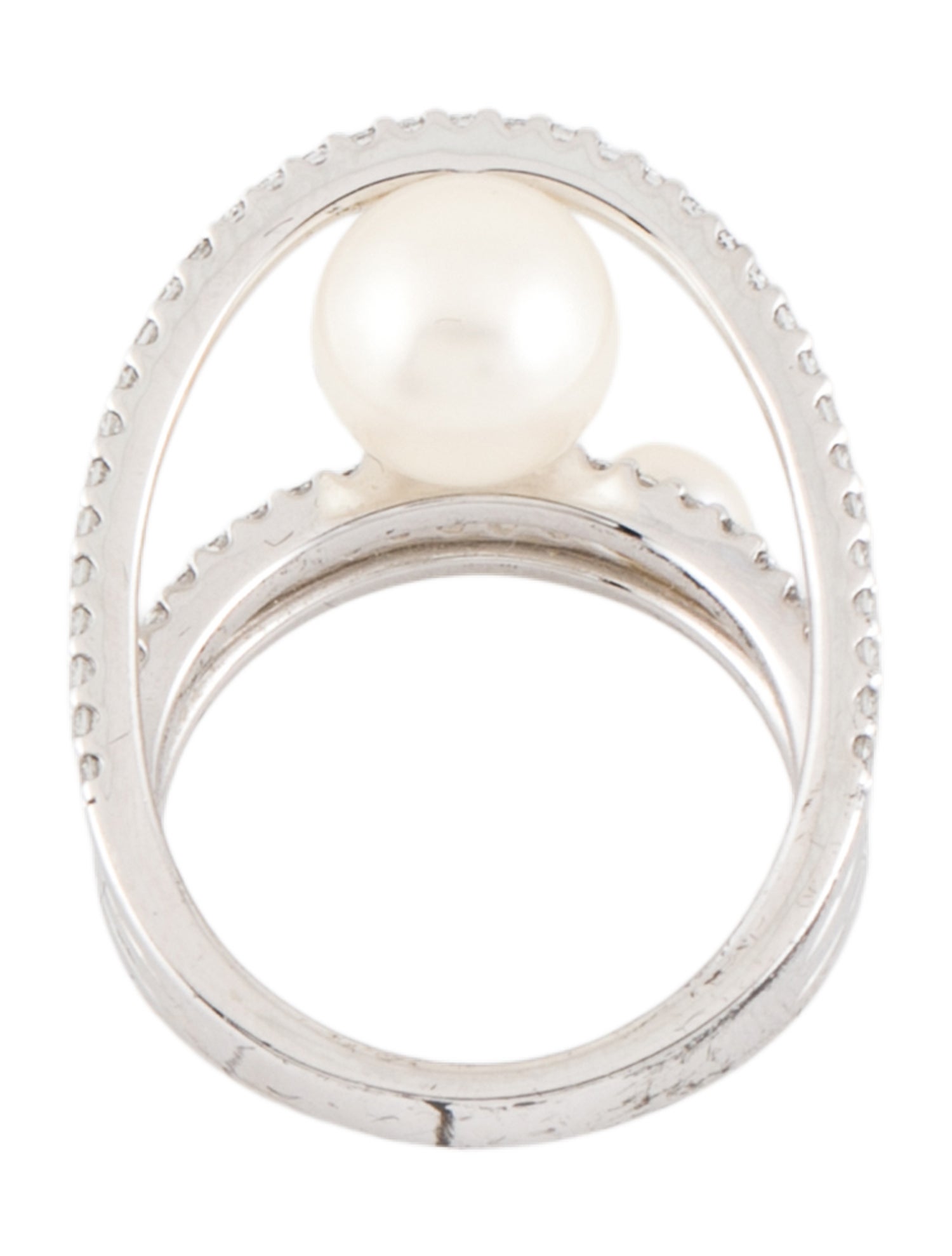 【APM】MONACOパール リング/淡水パール APM Monaco Pearl & Cubic Zirconia Multi-Hoop Ring - White Band