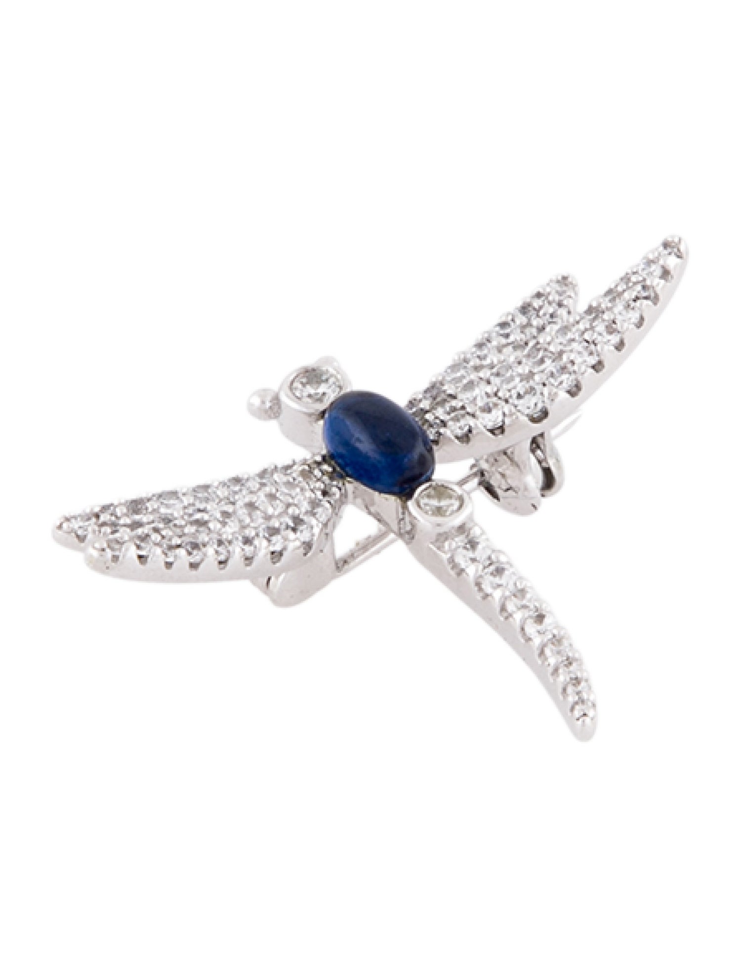 APM Monaco Cubic Zirconia Navy Dragonfly Brooch