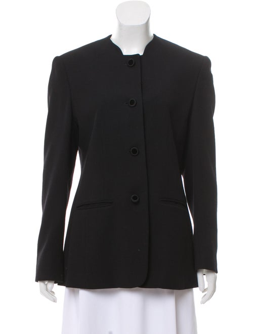 Aquascutum Collarless Button-Up Blazer Black