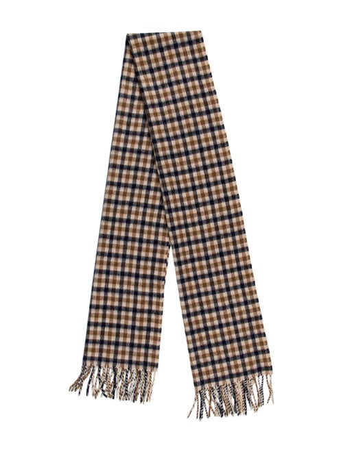 Aquascutum Checkered Wool Scarf Tan