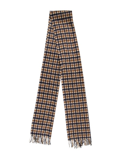 Aquascutum Cashmere Plaid Scarf Brown