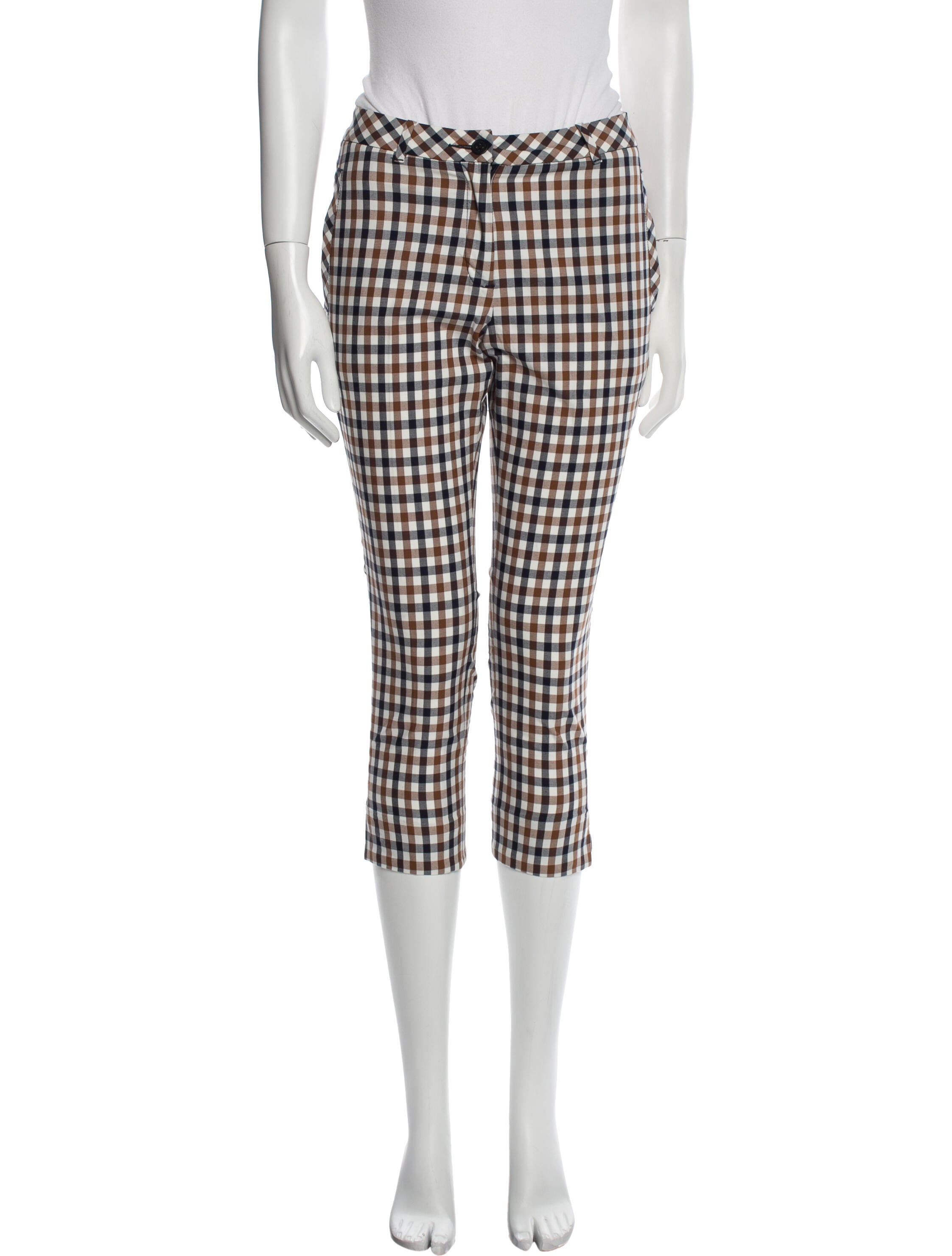 Aquascutum Plaid Print Straight Leg Pants