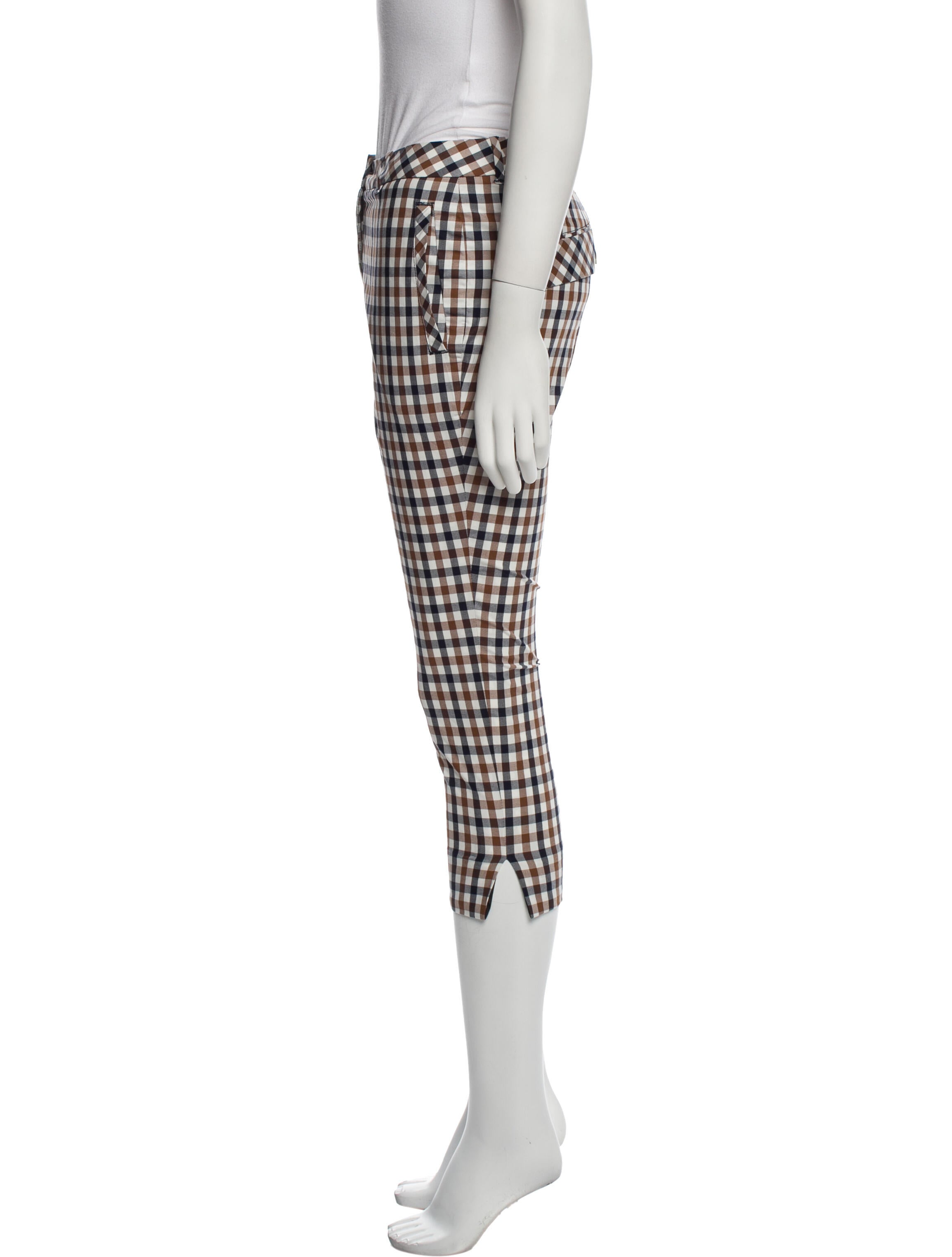 Aquascutum Plaid Print Straight Leg Pants