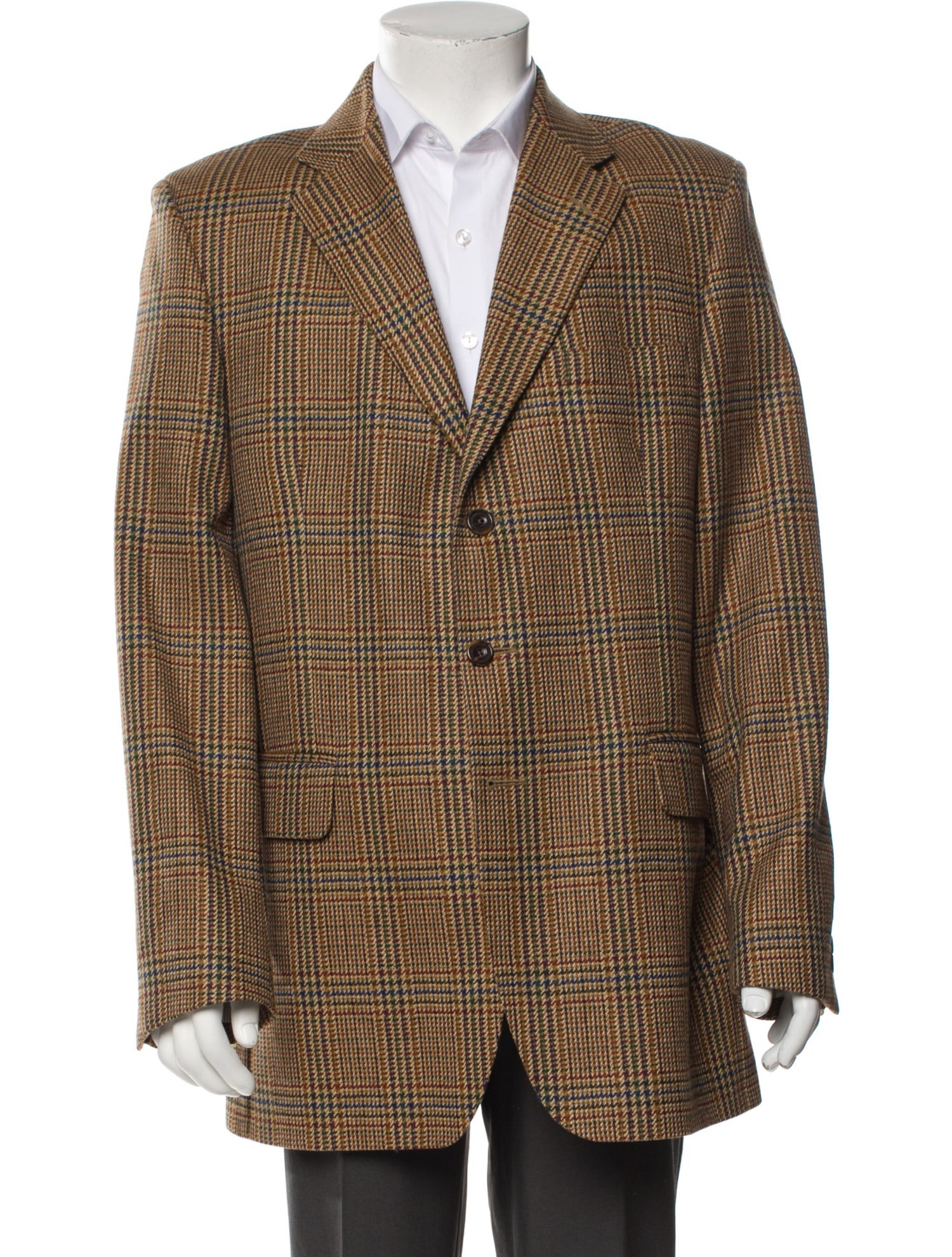 Aquascutum Wool Plaid Print Blazer