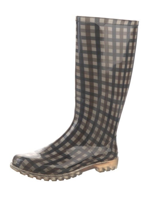 Aquascutum Rubber Plaid Print Rain Boots