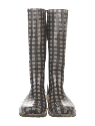 Aquascutum Rubber Plaid Print Rain Boots