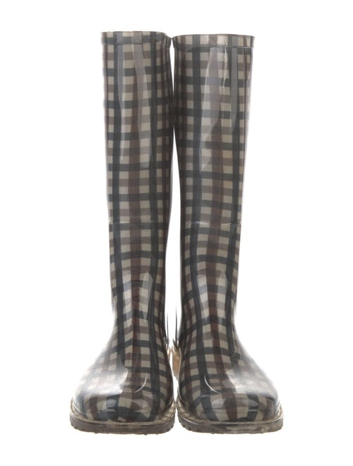 Aquascutum Rubber Plaid Print Rain Boots