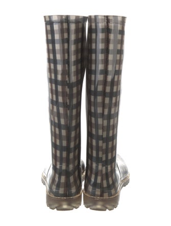 Aquascutum Rubber Plaid Print Rain Boots
