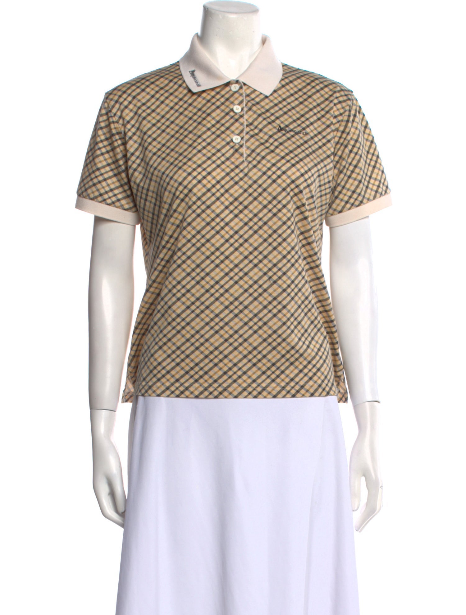 Aquascutum Plaid Print Short Sleeve Polo