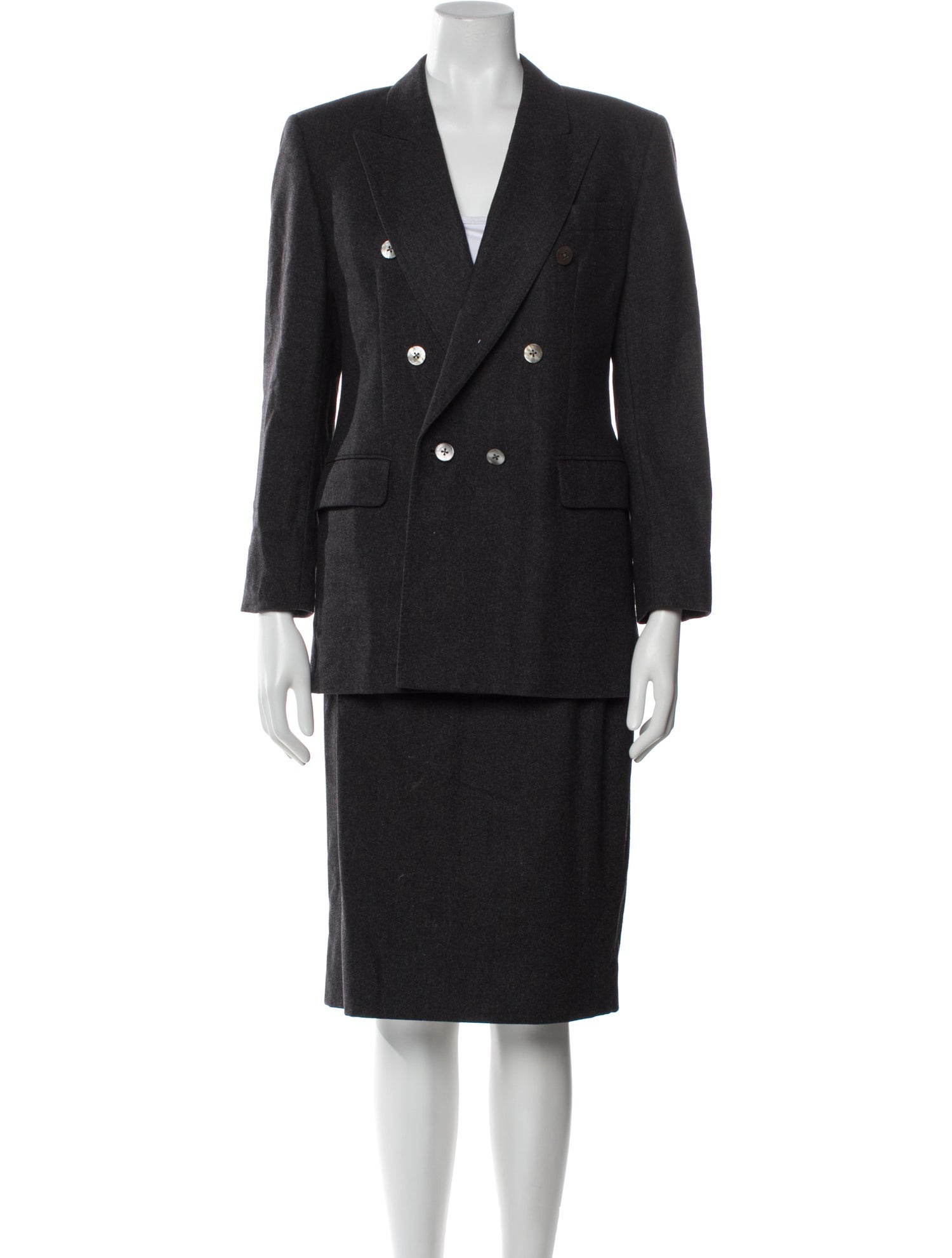 Aquascutum Wool Printed Skirt Suit