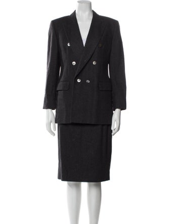 Aquascutum Wool Printed Skirt Suit