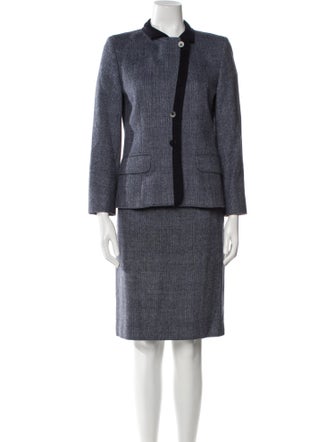 Aquascutum Wool Colorblock Pattern Skirt Suit