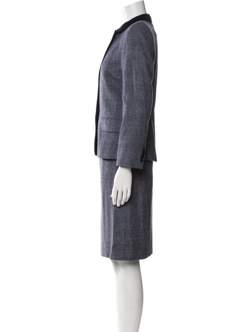Aquascutum Wool Colorblock Pattern Skirt Suit