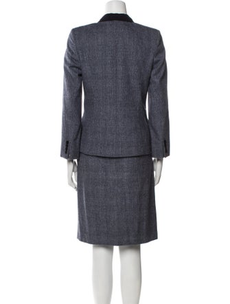 Aquascutum Wool Colorblock Pattern Skirt Suit