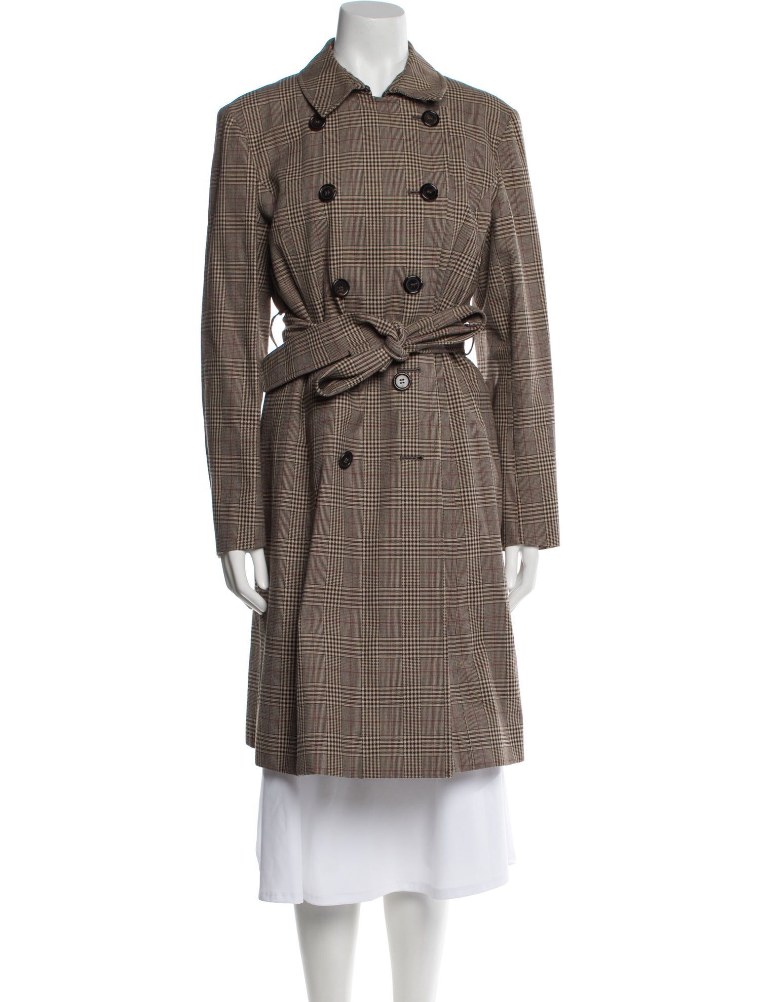 Aquascutum Plaid Print Trench Coat