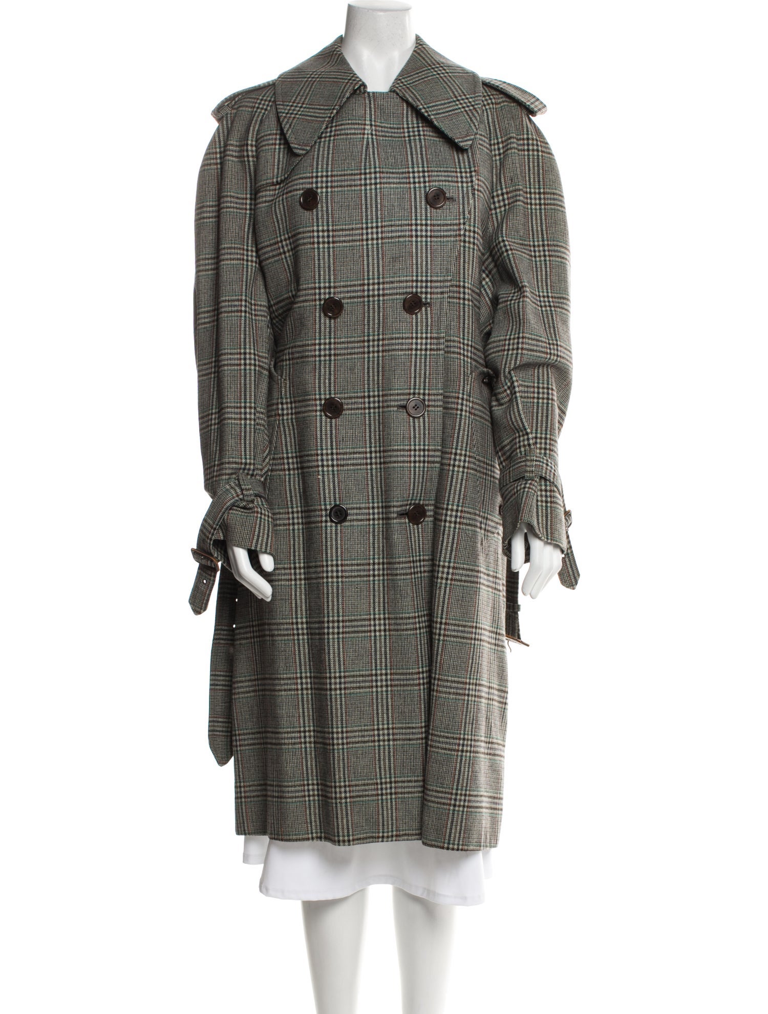 Aquascutum Plaid Print Trench Coat