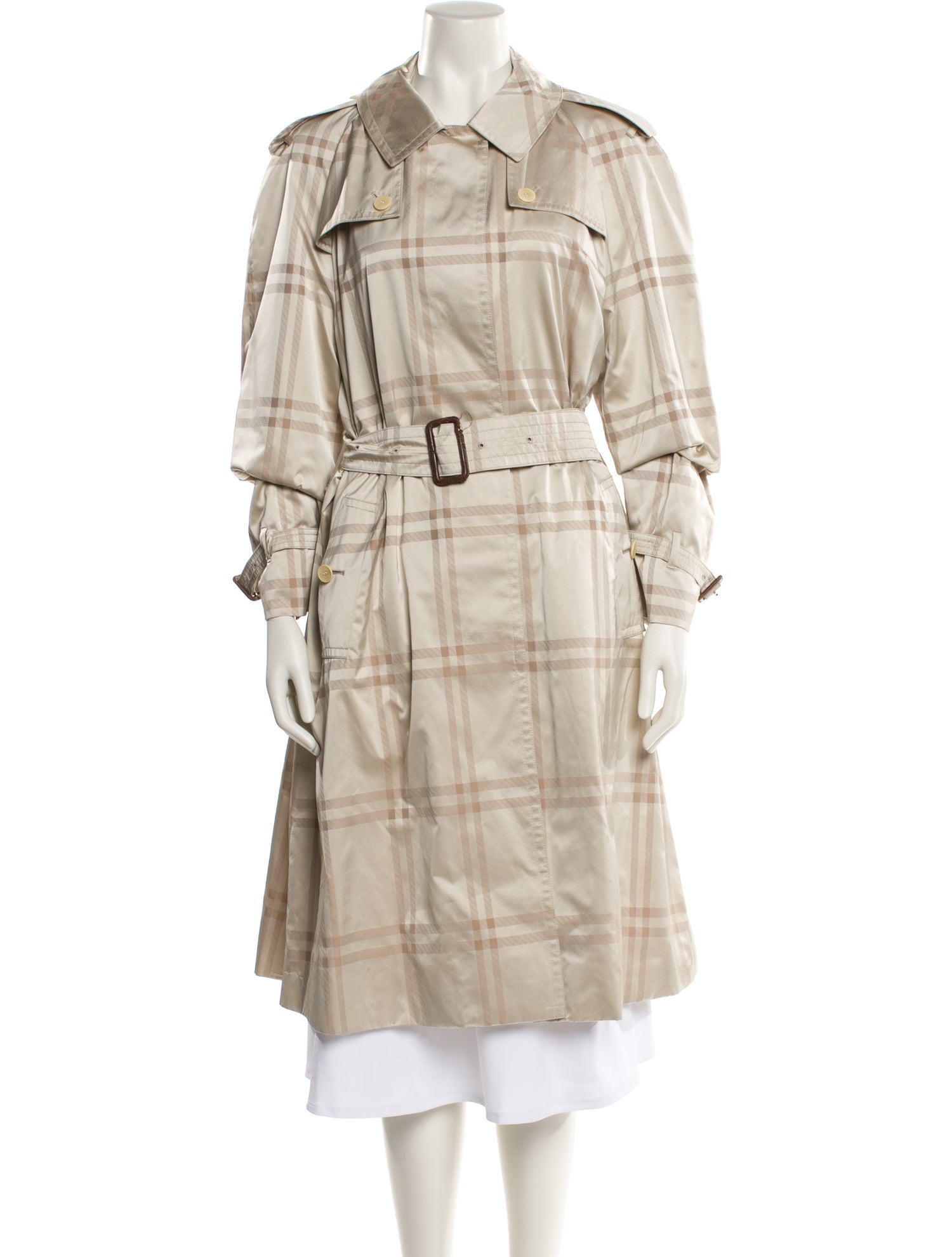 Aquascutum Plaid Print Trench Coat