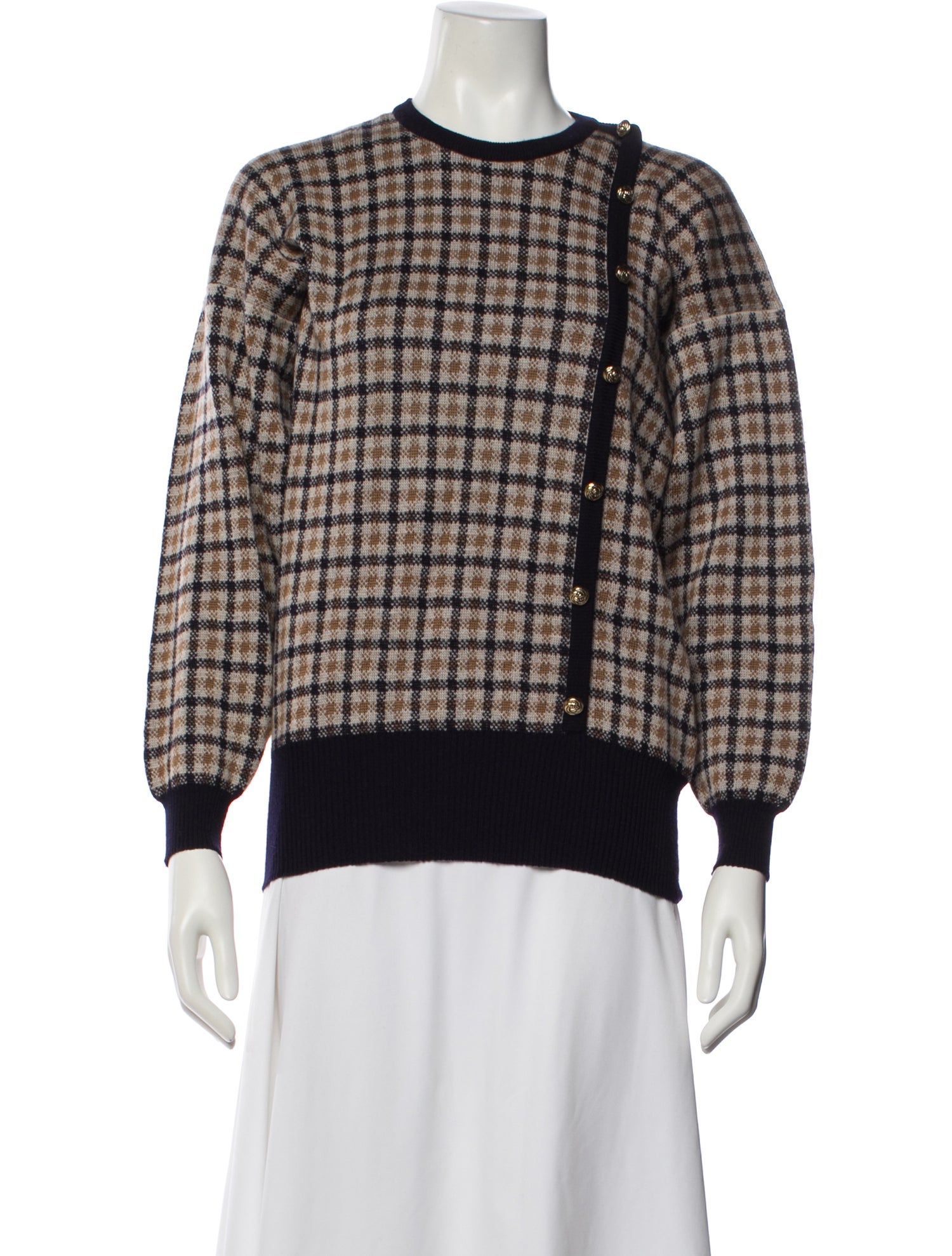 Aquascutum Wool Plaid Print Sweater w/ Tags