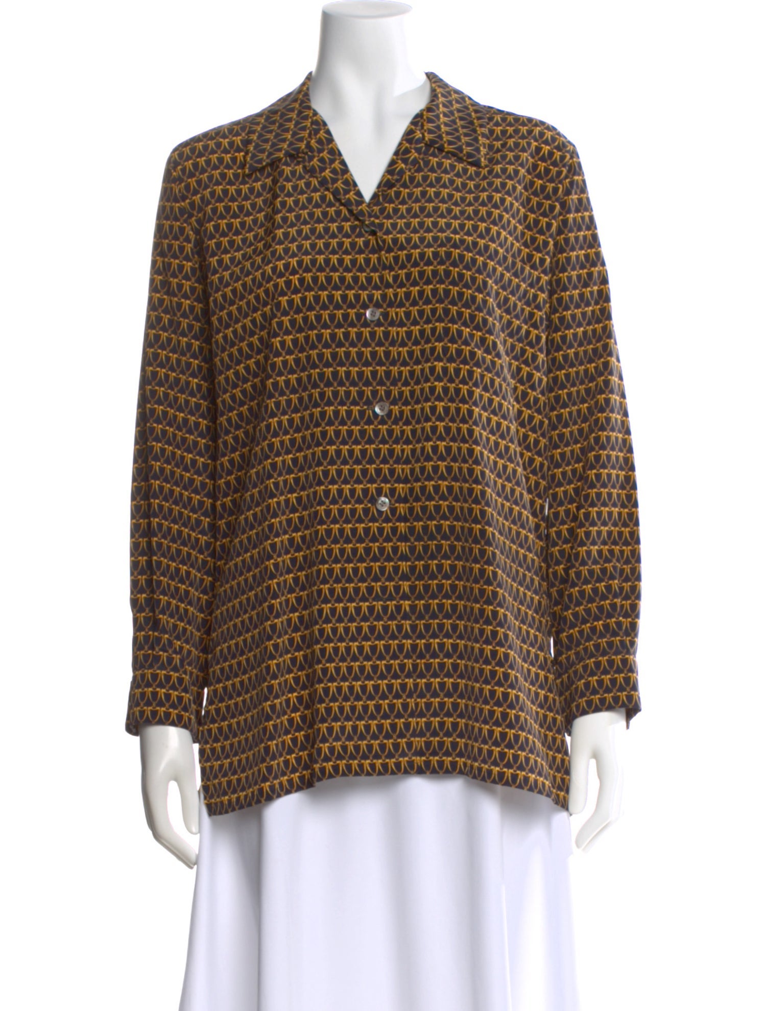 Aquascutum Patterned Long Sleeve Blouse