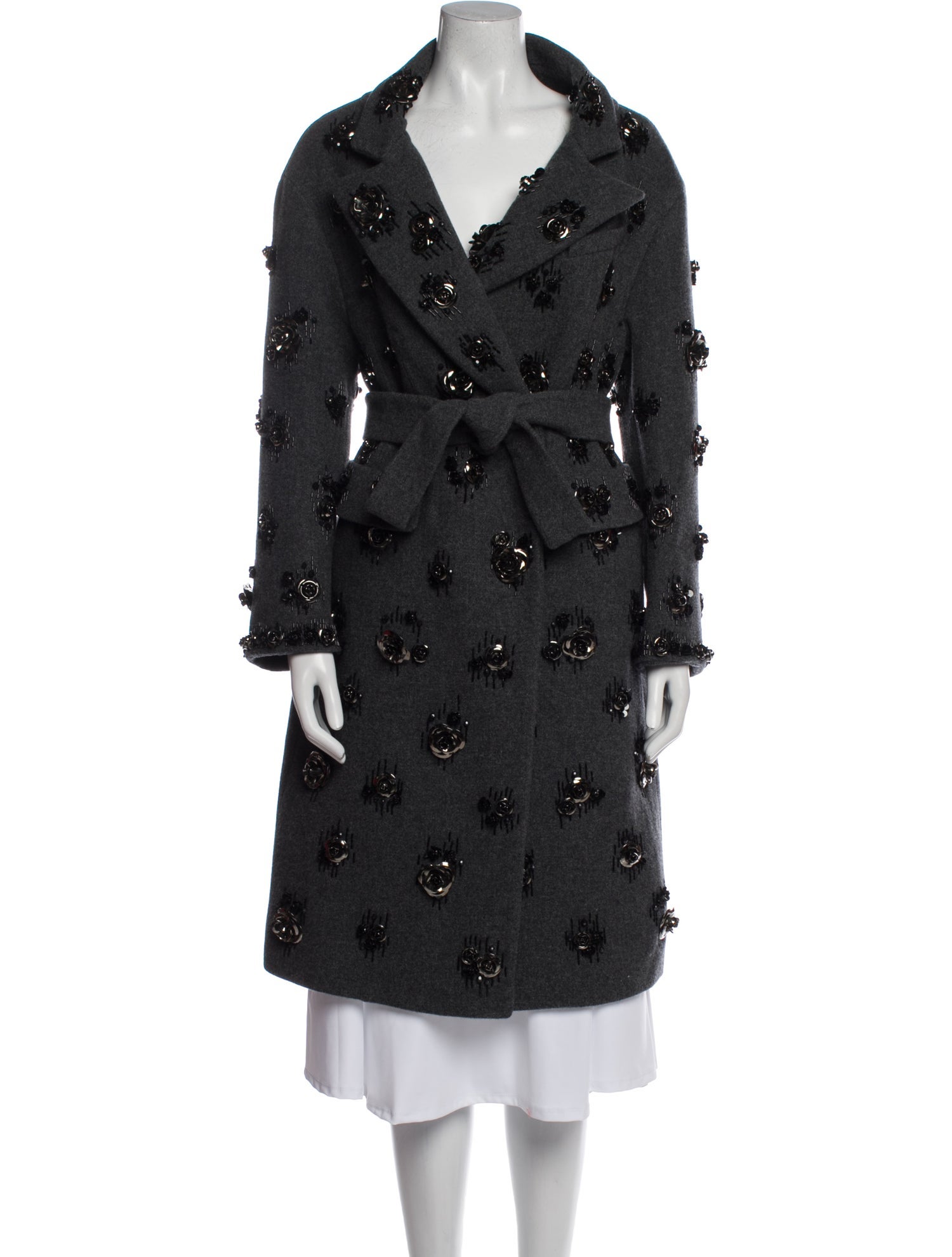 Aquilano.Rimondi Virgin Wool Floral Print Trench Coat w/ Tags