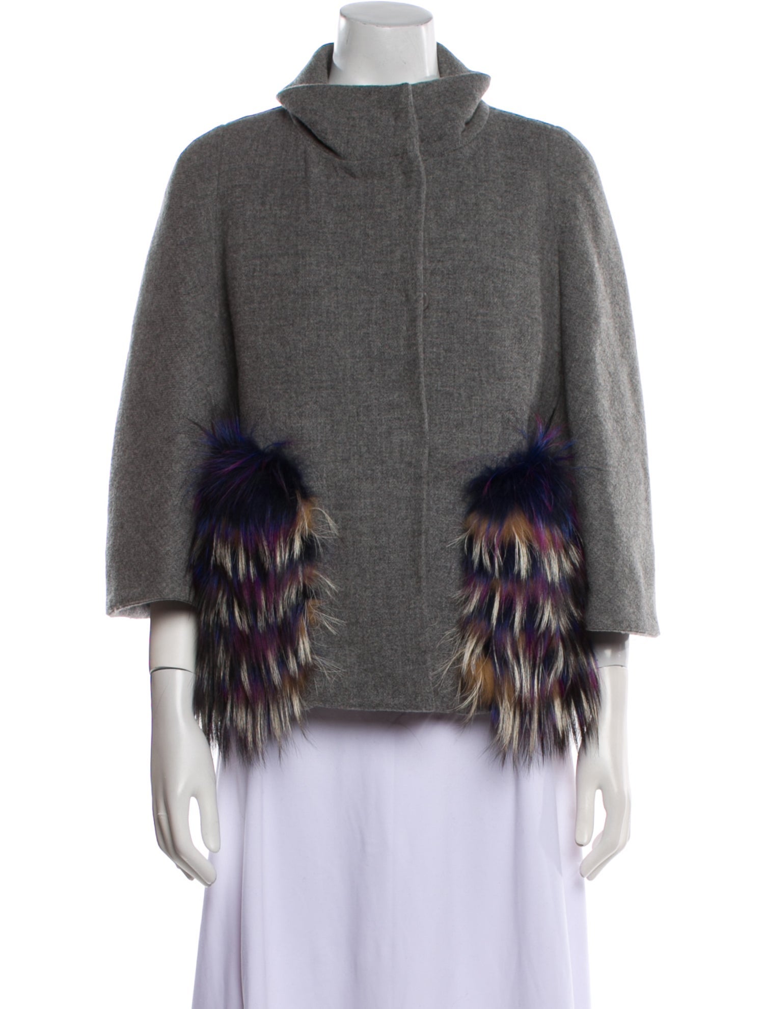 Aquilano.Rimondi Virgin Wool Tweed Pattern Faux Fur Jacket